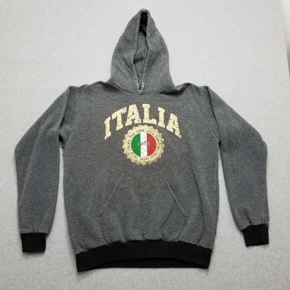 Mens Hoodie XL Gray Long Sleeve Pullover Pockets BMS Moda Italiana‎ Logo - Picture 1 of 10